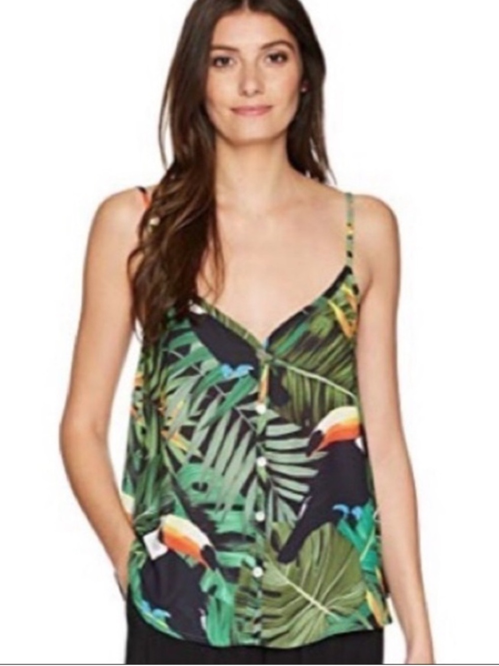 Show Me Your MuMu Parrot Tropical Adjustable Strap Cami Size Small Green Black